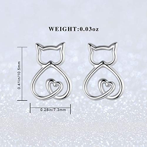 Infuseu Small Cat Earrings For Women Teen Girls Sterling Silver Cute Kitty Kitten Animal Ear Studs Tiny Jewelry #TOP5