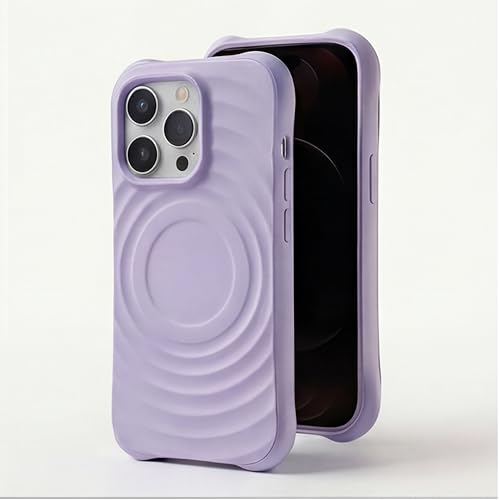 Image of amazon basics Shockproof Case for iPhone 15 Pro | Ripple Pattern | Camera Protection | Protective Cover with Enhanced Grip & Wireless Charging Support - Light Purple
