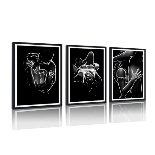 Romantic Couple Framed Canvas Print Wall Art Passionate Embrace Posters