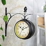 WICHEMI Double Sided Wall Clock 9.8"/25cm Vintage European Style, 360° Rotation Retro Station Clock for Indoor Outdoor - Patio, Garden, Living Room, Bedroom - Image 5