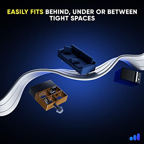 Maximm 360° Rotating Flat Plug Extension Cord 3 Feet Flat Extension Cord Under Carpet With Slim Space-Saving Plug Design, Low Profile Extension Cord (White) #TOP5