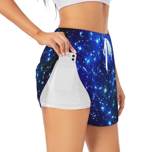 Short de yoga double couche galaxie blanc femme L