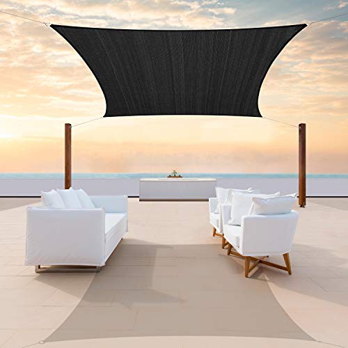 ColourTree TAPR1616 Custom Size 17' x 18' Black Sun Shade Sail Canopy UV Block UPF50 Rectangle - Commercial Standard Heavy Duty - 190 GSM - 3 Years Warranty