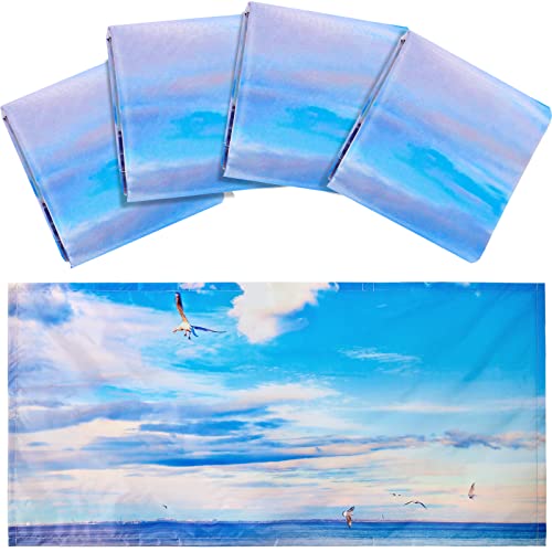 Image of Hortsun 4 Pack Fluorescent Light Covers 4 x 2 Feet Magnetic Light Cover for Drop Ceiling, Fluorescent Ceiling Shade Filters for Office Classroom Home Hospital Decor(Beach)