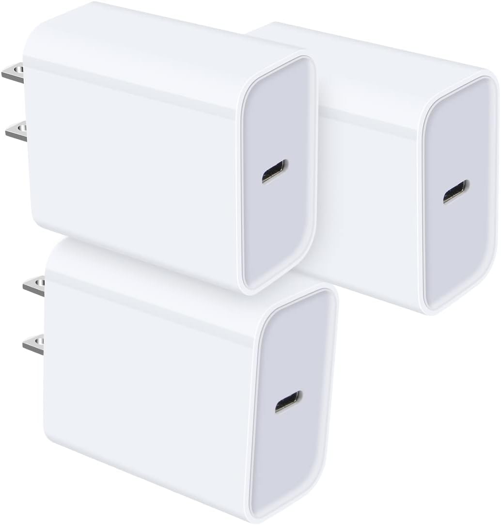 20w Phone Charger Block, 3pack USB C Charging Blocks Fast Charge Wall Plug for iPhone 15 Pro Max 14Pro 13 13Pro 12 12Pro 11 11Pro 10 X Xr Xs 8 Plus USB-C Power Adapter Type C Cube USBC Box PD C Brick