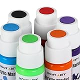 HOMY ARTY Acrylic Paint Markers - 18mm Jumbo Round Tip, 6 Colors Permanent Marker, Waterproof Poster Markers for Stones, Signs, Canvas, Tagging, Painting