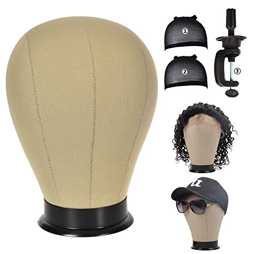 22 Inch Cork Canvas Block Head Wig Head with Making and Display Wig Mannequin Head with Table Stand Wig Head Cork produc