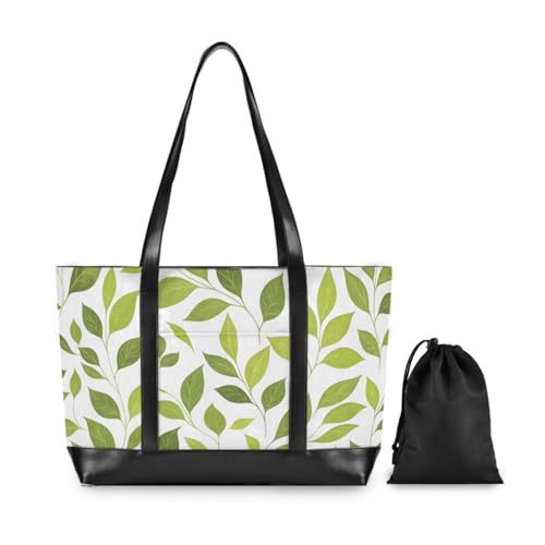 KLL Green Safari Leaves trendy laptop tote with zipper bags for work Large Handbag for commuter with maletin ejecutivo para mujer2