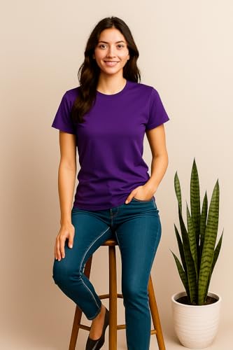 Image of Women's Solid Round Neck Half Sleeves Polyester T-Shirts, Moisture Wicking t-Shirt (Pack of 1)