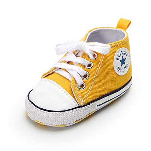 Image of Meckior Baby Girls Boys Canvas Sneakers Soft Sole High-Top Ankle Infant First Walkers Crib Shoes