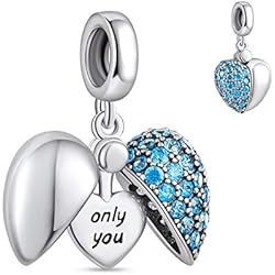 Pulsera Pandora Edicion San Valentin NINGAN 'I Love You 'Colgante de amor cuentas brillantes zircon plata esterlina encanto joyas San Valentín regalo de día de la madre para mujeres pulseras europeas (Mayo)