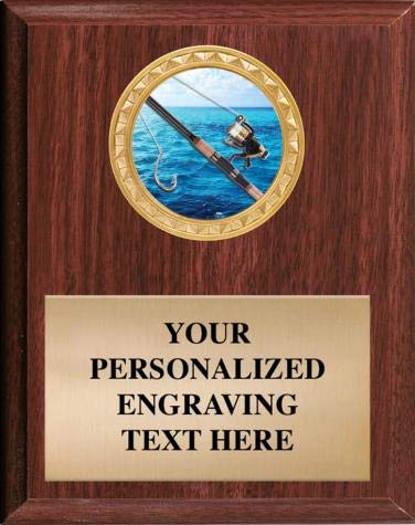 Crown Awards Fishing Rod Plaque, 8 x 10 Fishing Rod Plaque with Custom Engraving Included