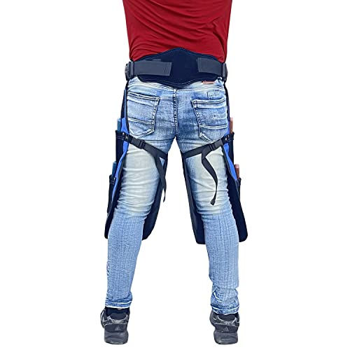 Image of Farrier apron chaps Rekhi 27 inch 1000D Cordura & Suede Leather, Blue, 4 Knife Pockets, Nail Magnet, 70cm Shoeing Chaps for Men