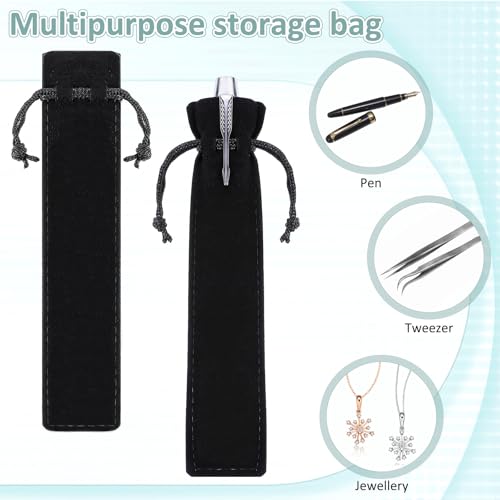 Image of EupHHonycs 100 Pcs Black Velvet Pen Pouch, Drawstring Pencil Holder Bulk, Pen Sleeve Bag, Soft Single Pencil Bag Case for Student Adult Gifts School Office Business Supplies