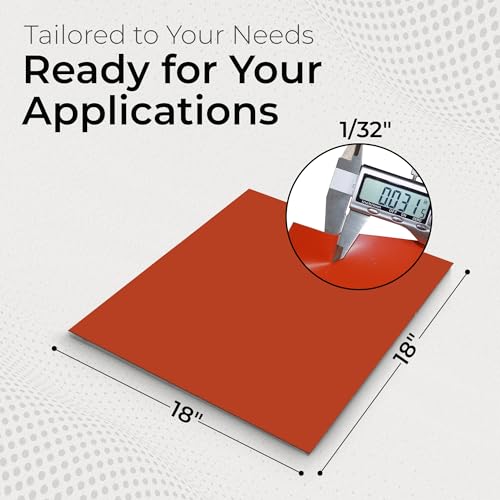 Image of Exactly Rubber - Commercial Grade Silicone Sheet, 60A Durometer Silicone Mat, -80 to 450F Temperature Resistant Rubber Mat, Rubber Sheet with 350% Elongation, Made in The USA, 1 /32 x 18 inch x 18 inch, Red