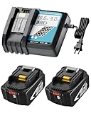 Nyveyoo 2Pack 6000mAh 18 Volt Lithium Ion BL1860B Batteries and Charger Replacement for Makita 18V Battery and Charger Combo Compatible with Makita 18V Battery Power Tools BL1860 BL1850 BL1840 BL1830