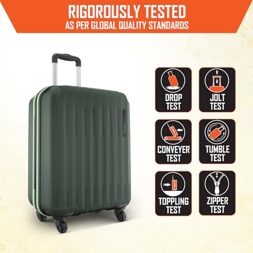 Image of Safari Genius Alley 55cm Cabin Trolley Bag Hard Case Polypropylene, 4 Spinner Wheels, 360 Degree Wheeling Carry on Luggage, Travel Bag, Suitcase, Trolley Bags, Deep Forrest