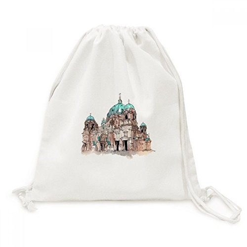 Toile Drawstring Backpack avec motif Cathédrale de Berlin aux finitions soignées