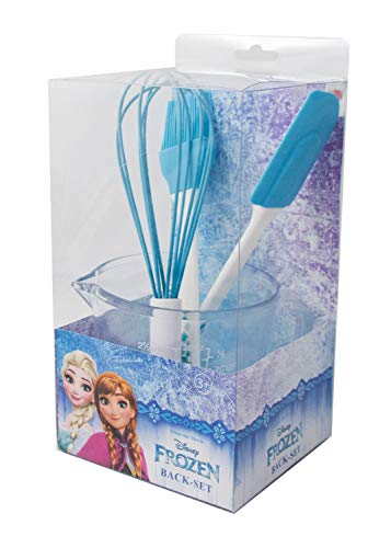 POS 28284 - Backset im Disney Frozen Design, 4 teilig, mit Messbecher, Schneebesen, Teigschaber und Pinsel, bpa- und phthalatfrei, spülmaschinengeeignet, zum Backen und Kochen für Kinder