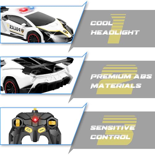 Getatoy Remote Control Car Transformer Toys for Boy 4-6 Years Old: One-Button Transforming Police Car with LED Light & 360° Rotation Drifting 2.4 Ghz Robot RC Car Christmas Birthday Gift Idea for Kids by Getatoy - Image 4