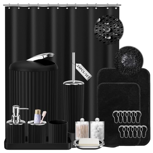XLHOMO 24 PCS Black Bathroom Accessories Set with...