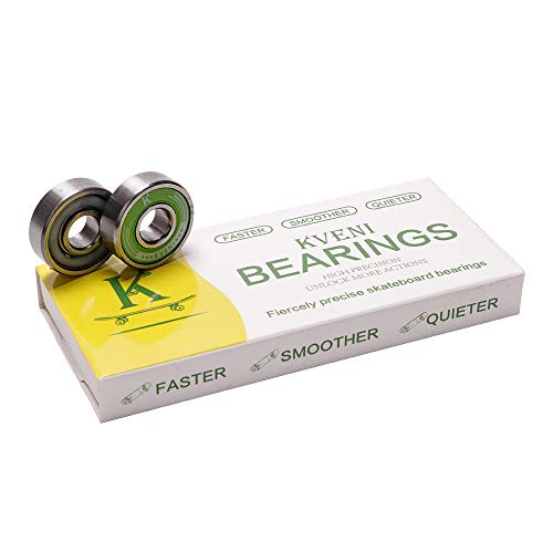 Kveni Premium Skateboard Bearings, Pro-Longboard Bearings, High-Speed 608Rs-Ball Skate Bearing Abec – For Skateboard, Quad Skate, Inline Rollerblades, Scooters Wheels And Spinners (Pack Of 8) (Green) #TOP1