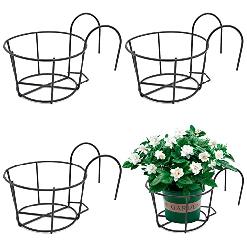 3 Pièces Paniers de jardinière à Rail Suspendu Support Jardiniere Balcon Rond Paniers de Fleurs Suspendus en Fer, Convient pour Balcon,Jardin,Clôture,Intérieur Et Extérieur