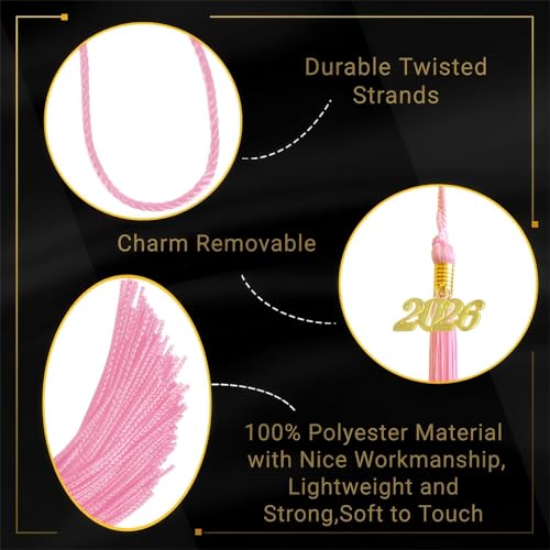 Image of 2026 Tassel Graduation,Pink Tassel 2026 for Grad Cap and Graduation Ceremony Accessory Decoration