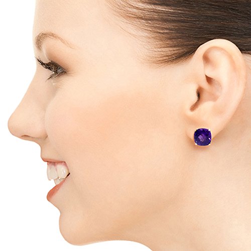 7,2 Karat 14 K massivem Gold echtem Amethyst violett French Clip Ohrringe – Bild 3