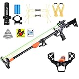 Professional Slingshot, Slingshot Rifle for Adults, Powerful Hunting Shooting Sling Shot and Retractable Folding Catapult, with Steel Ammo and Target Paper（Black）