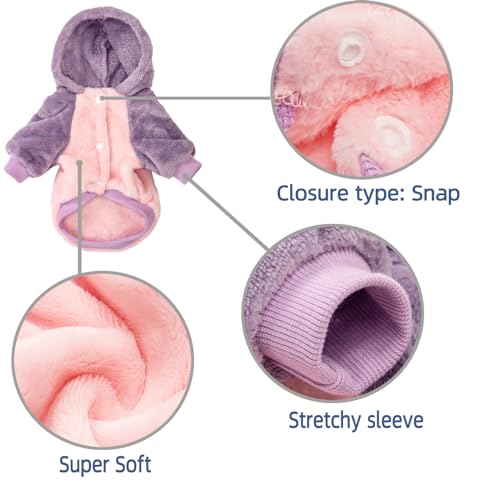 Image of FabriCastle Dog Hooded Sweater, Dog Clothes for XXS XS Small Dogs Girl & Cats, Soft and Warm Pet Coat, Winter Pet Jacket, Doggy Apparel Costumes, Puppy Outfits Snap On Hoodies (Pink Body, XX-Small)