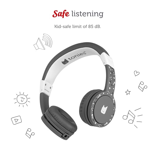 Image of Tonies Foldable Wired Headphones for Kids - Comfortably Designed to fit On-Ear - Works with Toniebox and All 3.5mm Devices - Gray
