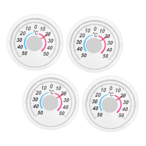 BESPORTBLE 4pcs Round Weather Temperature Gauge Accurate Dial Monitor for Patio Office and Home Use Easy to Install No Batteries Required Portable Design for Multiple Locations