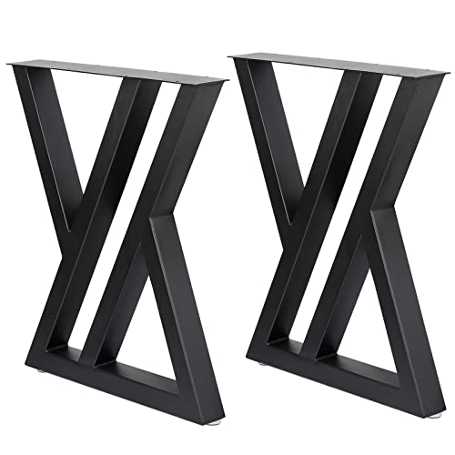 DorBuphan Table Legs Metal 2 PCS, Black Steel Table Legs 28' H x 24' W, Heavy Duty and Stable for...