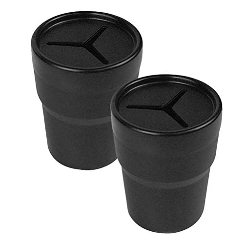 Laduup - Juego de 2 Cubos de Basura para Coche, Organizador automático para Basura y Polvo, para Almacenamiento de Basura y Soporte para Vasos en Consola o Puerta (Negro)