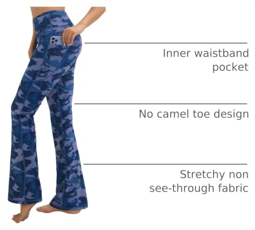 Image of BUBBLELIME 29 inch /31 inch /33 inch /35 inch /37 inch Women High Waist Bootlegs Yoga Pants Tummy Control Bootcut Workout Flared Out Pockets