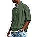 Mens Polo Shirts Short Sleeve Quarter Zip Pullover Casual Slim Fit Stand Collar Waffle Knit Golf Shirt Textured Tops Slim Fit Men Quarter Zip Pullover Tactical Polo Shirts for Men Mens Warm Clothes