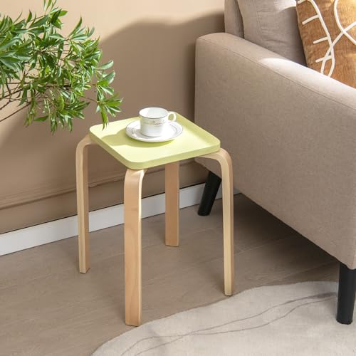Image of GLACER Stackable Stools, 18-Inch Wooden Student Chair Set of 4 w /Square Top, Anti-Slip Foot Pad, Flexible Seating for Elementary, Classroom Stools for Dining Room Office Kitchen (Assorted Color)