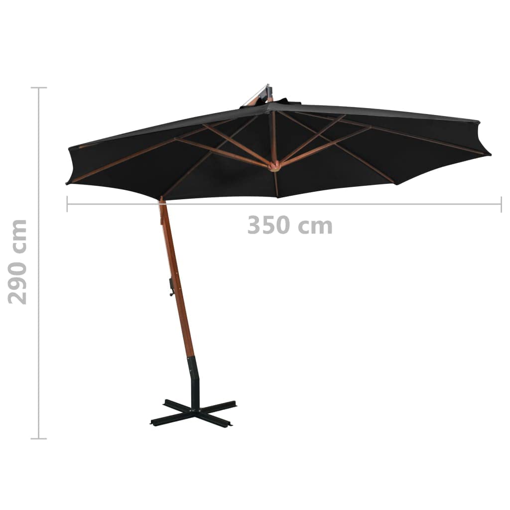 Parasol przeciwsłoneczny z terakoty, 3,5 x 2,9 m, wykonany z litego drewna jodłowego, z ochroną przed promieniowaniem UV, korbą, przegubem zginanym, stabilnym stojakiem na parasole do ogrodu