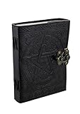 Pentagram Embossed Black Leather Bound Journal 5x7 in.