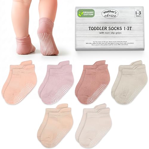 Image of Mother's Choice Organic Cotton Ankle Baby Socks 6 Pairs, (6M - 5Y) Soft Breathable Grip Non Slip Socks Unisex