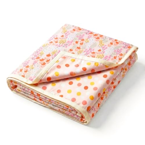 Image of haus & kinder Cotton Dohar for Single Bed | Lightweight Summer AC Blanket | 3 Layer Soft Breathable 100% Cotton Quilt for Bed | Kawai Bloom Blush Pink | 144 TC | 220 x 142 cm (87 x 56 Inches)
