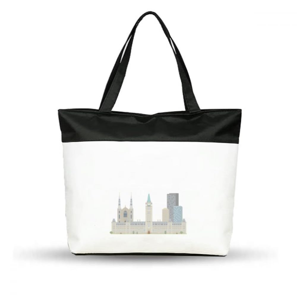 Canada Landmark and City Cotton Canvas Tote Bag Grocery Shopping