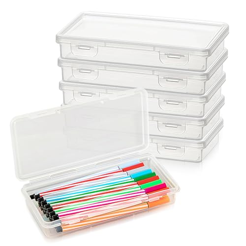 Megcdtr Stifte Box 6 Stück Stapelbare Durchsichtige Stiftebox Hochwertiges Aufbewahrungsbox Mit Deckel Klein BPA Freie für Stifte Aufbewahrung Bürobedarf Basteln & Haushalt(19 * 9 * 3cm)
