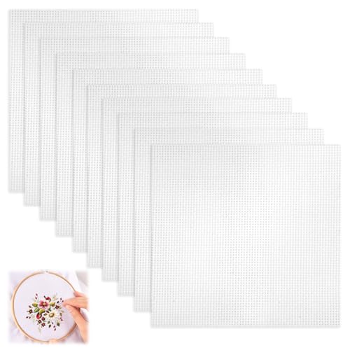 10 Piezas Tela Punto de Cruz 20x20 cm Tela para Bordar a Mano, 11CT Telas Aida Blanca Telas de Bordado de Algodón para Costura, Bordado, Manteles, Manualidades DIY