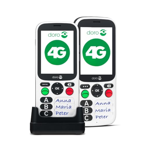 Doro 780X IUP Teléfono Móvil 4G Dual SIM para Mayores con Teclado Simplificado, Botón de Asistencia, GPS, Alarma de Caída, Ideal para Pérdida de Memoria [Versión Española] (Blanco)