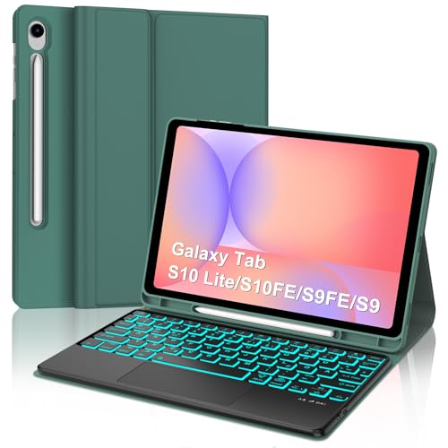 Funda con teclado para Samsung Galaxy Tab S10 FE S9 con Bluetooth magnético Qwertz verde