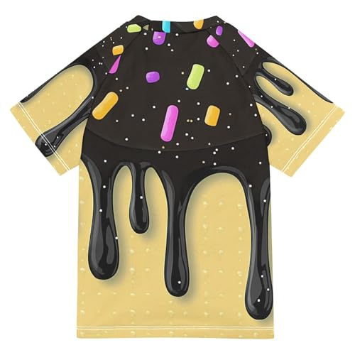 Black Ice Cream Girls Bathing Suit Sun Protection Activees Swimwear Beach Tops 3T2