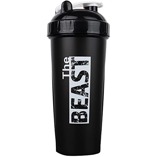 Dad Bod Nutrition THE BEAST Protein Shaker Water Bottle Black 28 Ounce Cup With Whisk Action Rod