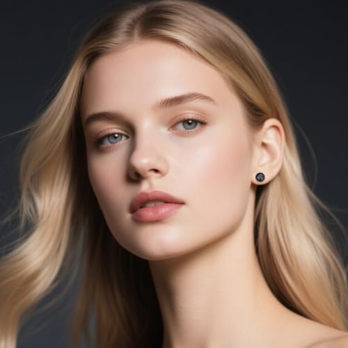 Black Stud Earrings for Men Women 925 Sterling Silver Geometric Texture Cubic Zirconia Earrings Studs3